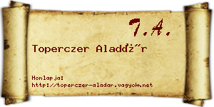 Toperczer Aladár névjegykártya